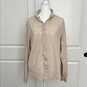 Organic cotton, Linen Men's Casual Button Down Shirt - Beige